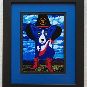 Carte postale encadrée et passe-partout George Rodrigue Blue Dog « Big Texan Sky »