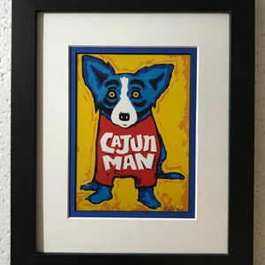 Carte postale avec cadre et passe-partout Blue Dog George Rodrigue « Cajun Man »
