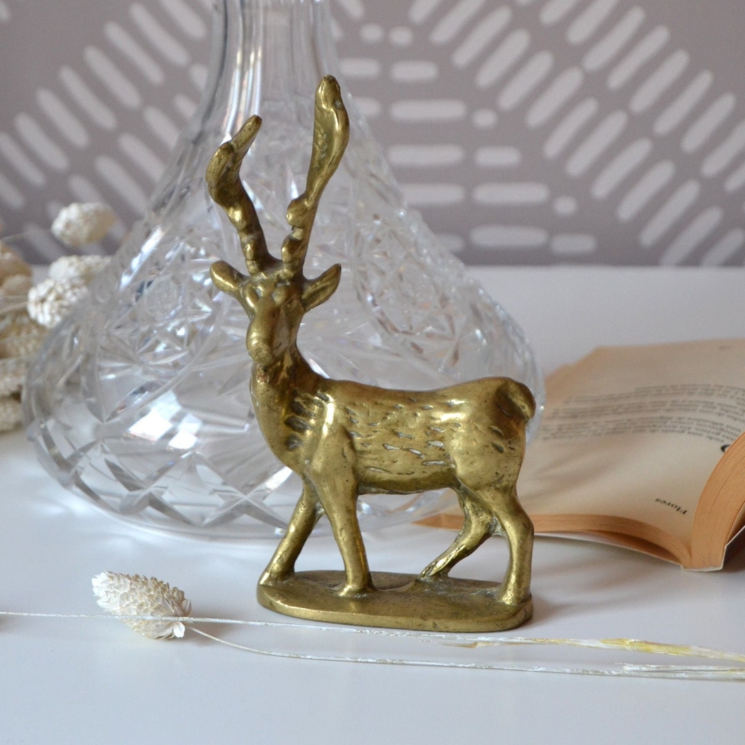 Antique Deer Figurine Solid Bronze. Vintage Animal Statue Etsy