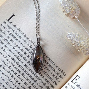 Vintage Butterfly Wing Sterling Silver Necklace: Victorian Lady Pendant