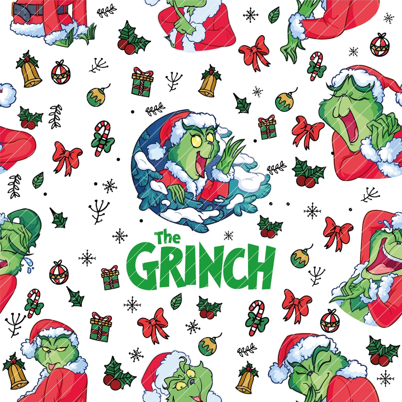 The Grinch Seamless Pattern, Digital Papers Seamless Patterns, Seamless
