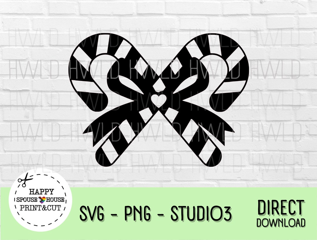 Candy Canes Heart Bow Holiday Vector | SVG, PNG, STUDIO3 Files ...