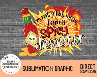 Hot Mess vs. Spicy Disaster Funny PNG | Sublimation Graphic | For Shirts, Sweaters, Mugs etc. | Digital Design | High Quality Image