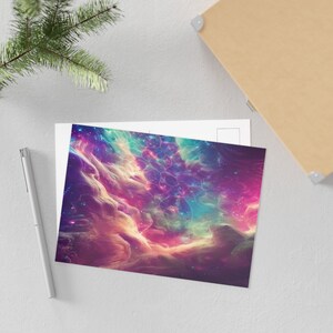Dark Fantasy et art de l'espace, impressions d'art numériques colorées vibrantes, cartes postales d'art à collectionner, constellations colorées