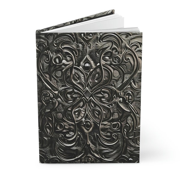 Ornate Book Texture, Black Baroque Texture, Renassance Book Texture, Hardcover Lined Leather Journal