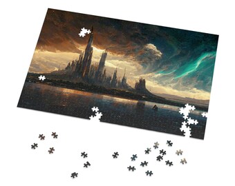 Norse Mythology Art, Valhalla, Norse Nine Realms, Variety Puzzle, Dark Arts, Shining Cty in Asgard (30, 110, 252, 500,1000-Pieces)
