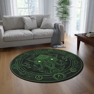 Dark Fantasy Art, Creepy Mandalas Designs, Lovecraft Inspired, Cthulhu Sigil Circular Rug, Eldritch Mandala- All the Lovecraft Design