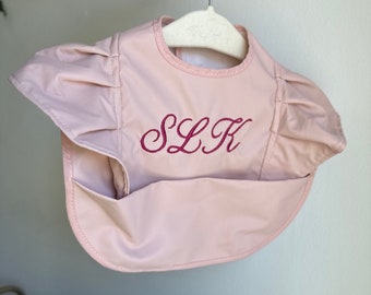 Personalized Ruffle Baby Bib-Custom Name - Toddler Waterproof Bib-BLW Bib-Baby Girl Bib-Unique Baby Shower & 1st Birthday Gift-Girl Apron