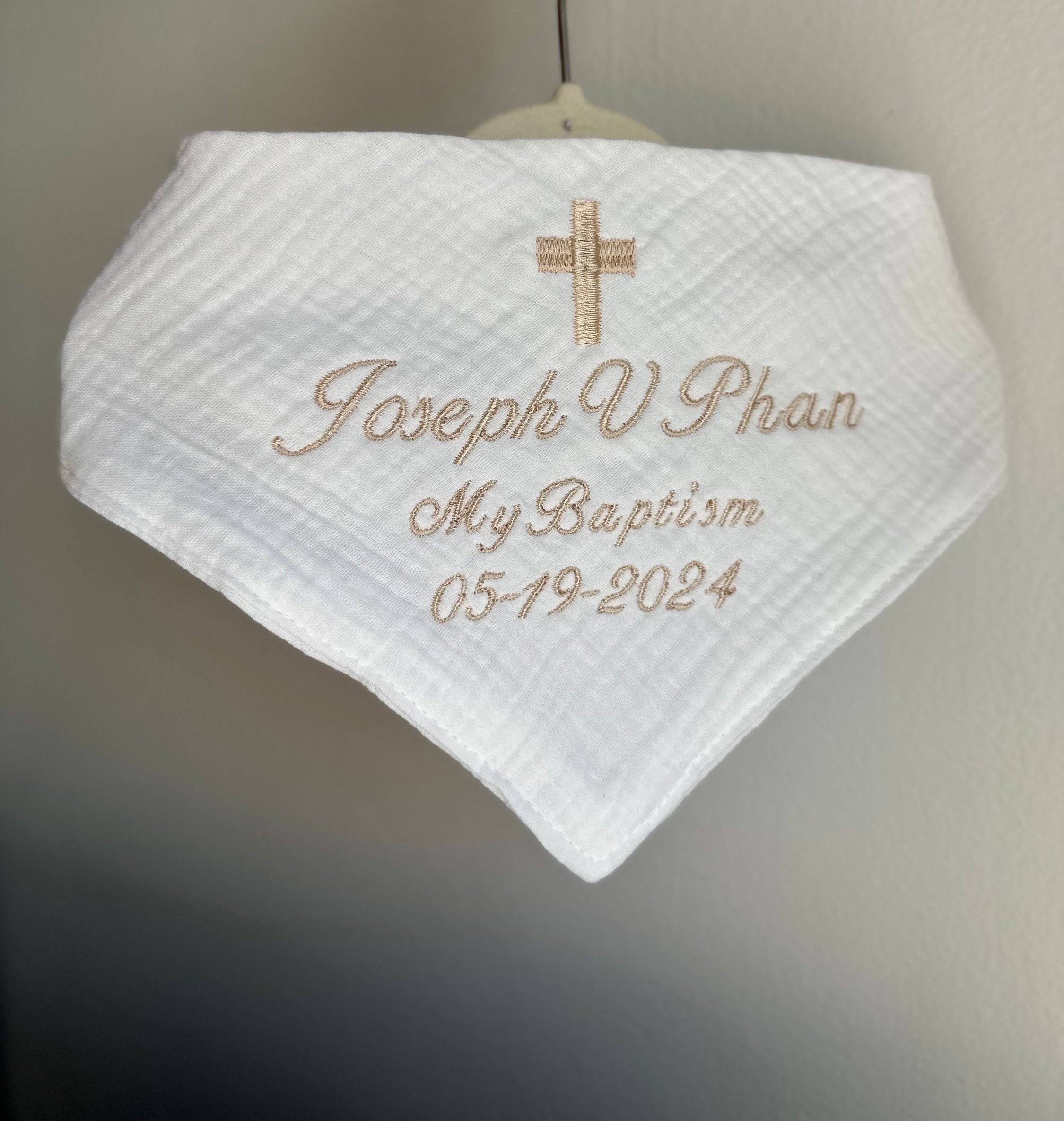 Personalized Baptism Bib - Thoughtful Baby Baptism Gift, Christening Keepsake, Christian Baptism Bib, Unique Baptismal Gift-Custom Bib