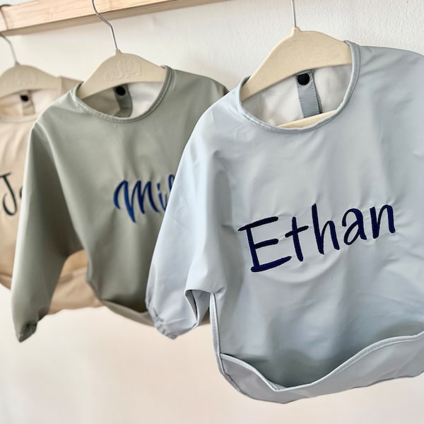 Personalized Long Sleeve Bib- Full Sleeve Custom Bib-Toddler Waterproof Bib-BLW Bib -Kids Apron-Unique Baby Shower & 1st Birthday Gift