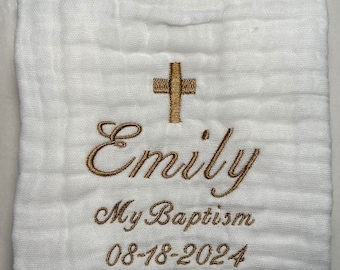 Personalized Baptism Towel- Thoughtful Baby Baptism Gift, Baptism Keepsake, Embroidered Baptism Towel, Baby, Christening Towel, Keepsake