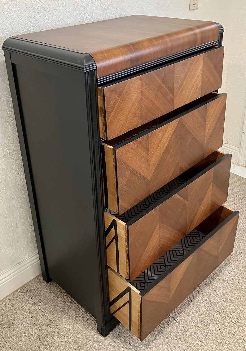 SOLD Art Deco Waterfall Chest of Drawers 1930 Piece Etsy