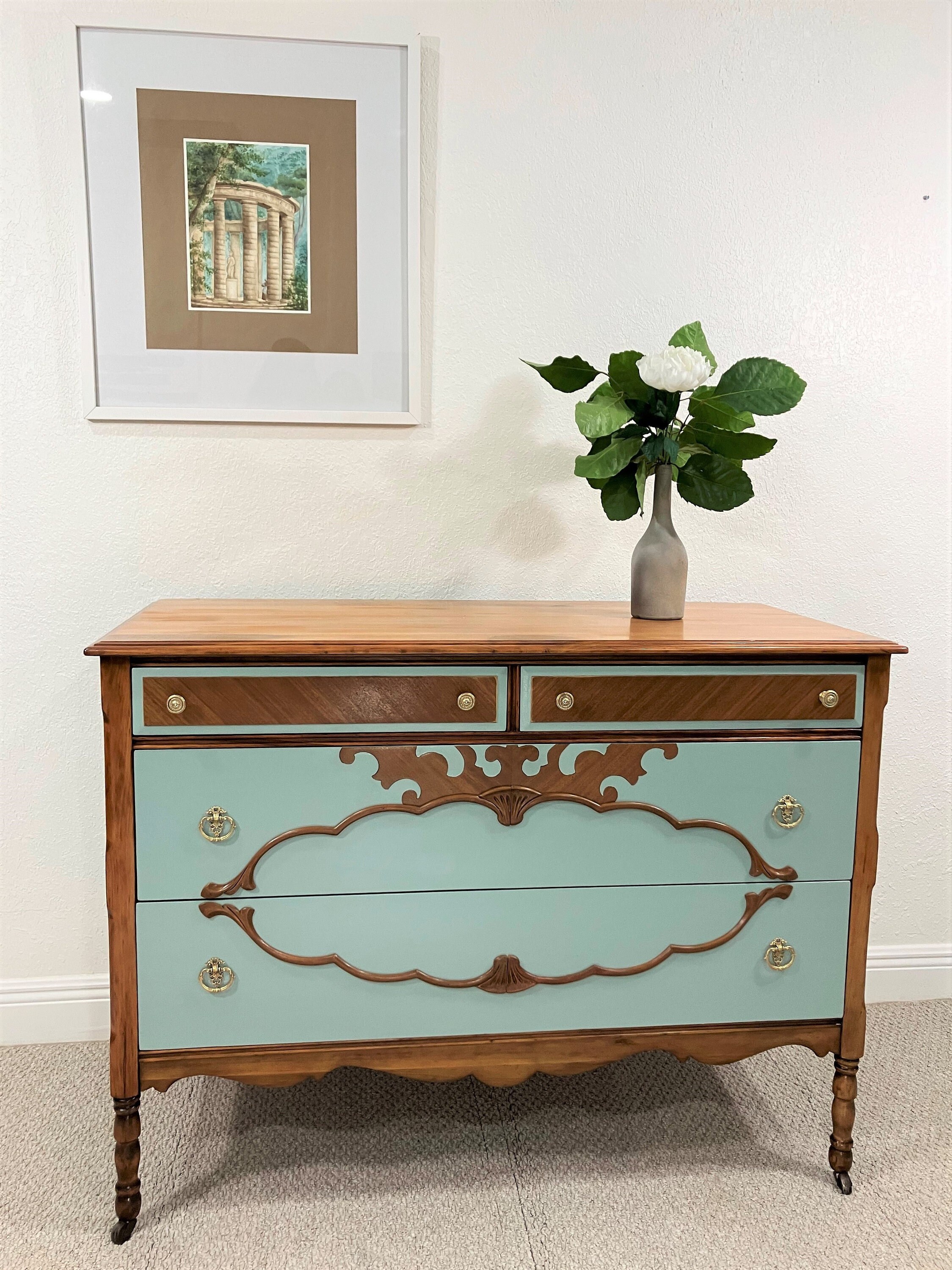 SOLD Hand Painted Vintage Dresser Statement Furniture Etsy