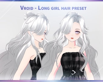 Vroid Long girl hair preset / Curly hair / Detail hair / Jungle