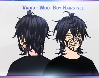 Vroid wolf boy hairstyle (Include muzzle)