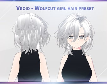Vroid Wolfcut girl hair preset / Fluffly hair / Cool girl