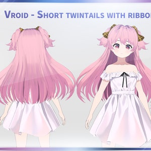 Vroid Short Twintails with ribbon