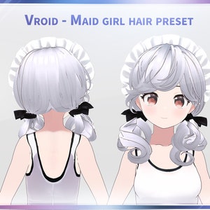 Vroid Maid girl hair preset / Curly hair / Low twintails