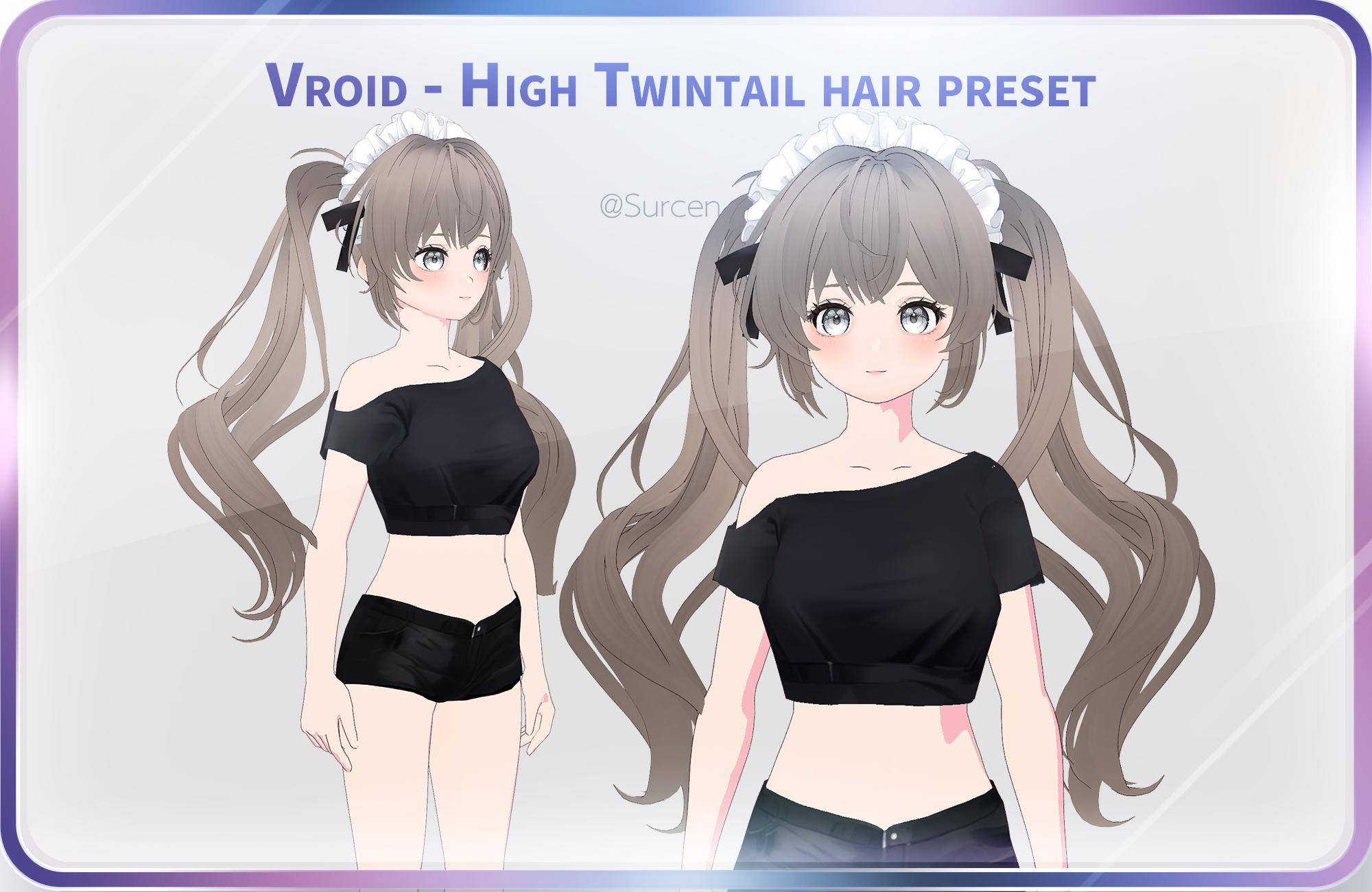 VRoid High ツインテールヘアプリセット / メイドヘアアクセサリー付き