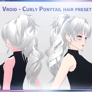 Vroid Curly Ponytail hair preset/ high ponytail