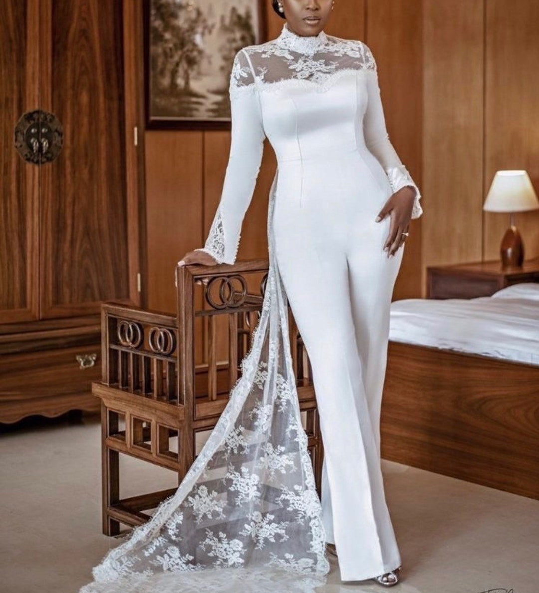 Long Bridal Jumpsuit, Prom Dresses, Wedding