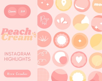 60 Instagram Highlight Covers - Orange Pink Highlight Covers for Instagram Story - Editable Instagram Highlight - Kiiro Creates Peach Cream