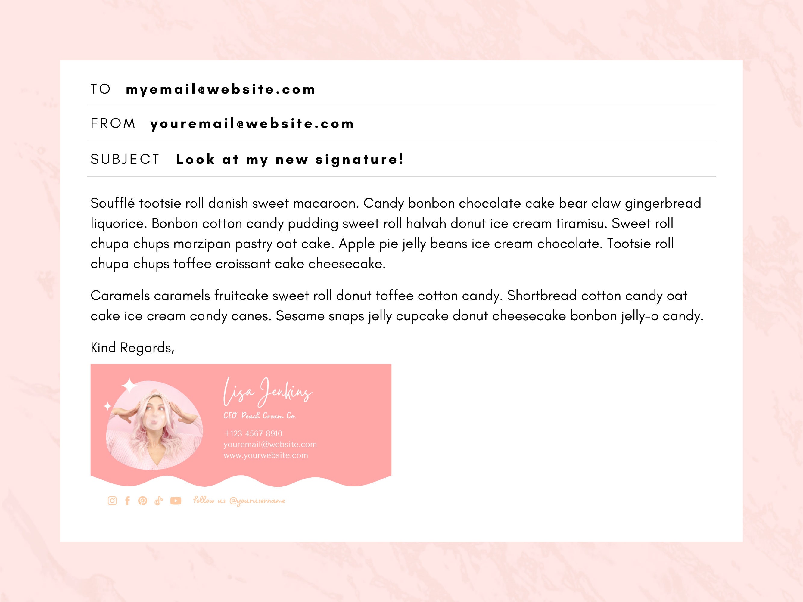 Pink Email Signature Template Canva - Pastel Bright Branding Business ...