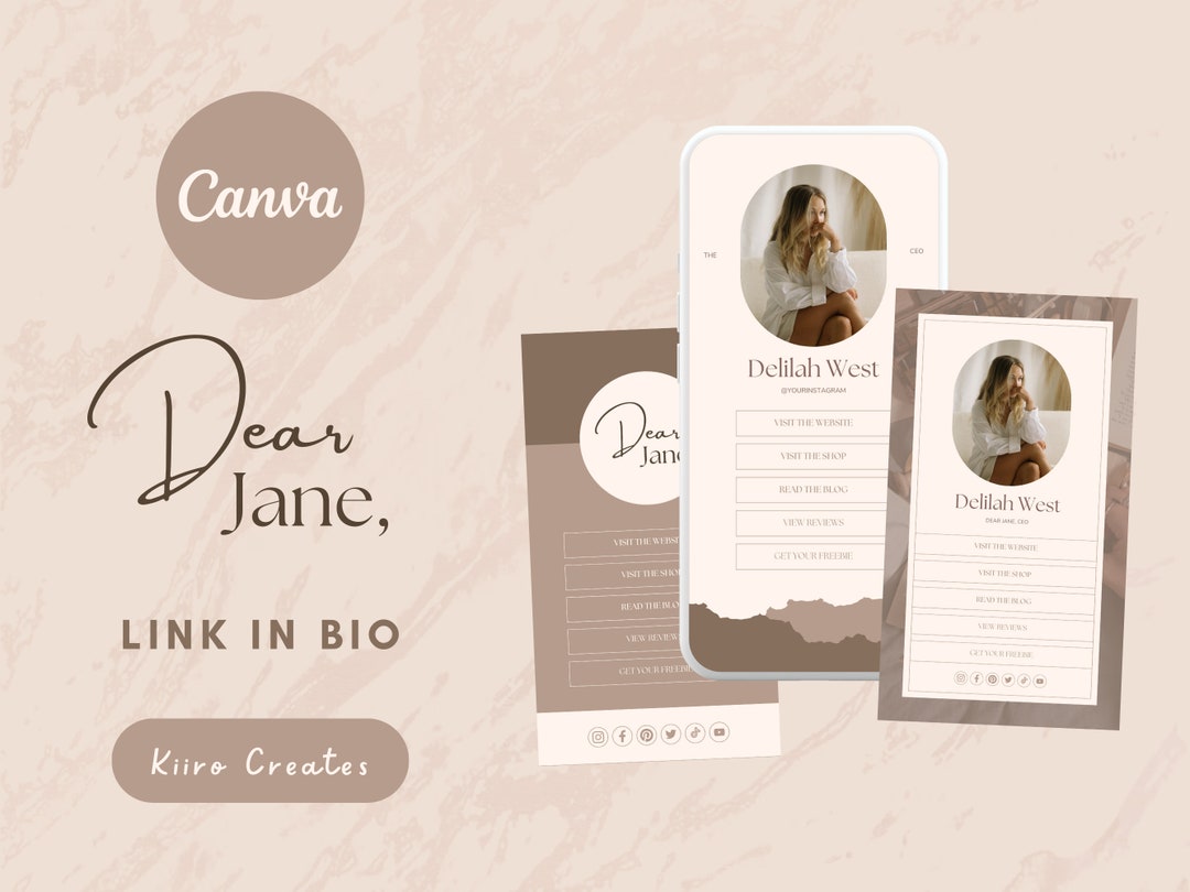 Beige Link in Bio Template Canva - Linktree Canva Template - Instagram ...