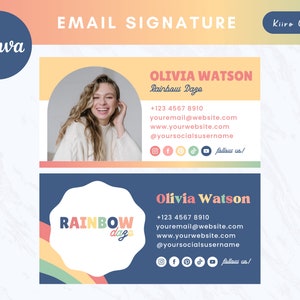Colorful Email Signature Template Canva - Happy Bright Branding Business Email - Outlook Gmail Custom Signature - Kiiro Creates Rainbow Daze