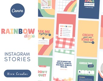 50 Instagram Story Templates Canva - Instagram Branding - Positivity Bright Bunt Verspielt Instagram Template - Kiiro Erstellt Rainbow Benommenheit