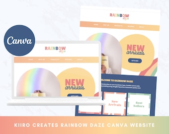 Kleurrijke Canva-websitesjabloon - Canva-bestemmingspagina - Websitethema - Positief speels helder websitesjabloon - Kiiro creëert Rainbow Daze