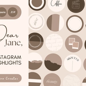 60 Instagram Highlight Covers Canva - Neutral Highlight Covers for Instagram Story - Editable Instagram Highlight - Kiiro Creates Dear Jane,