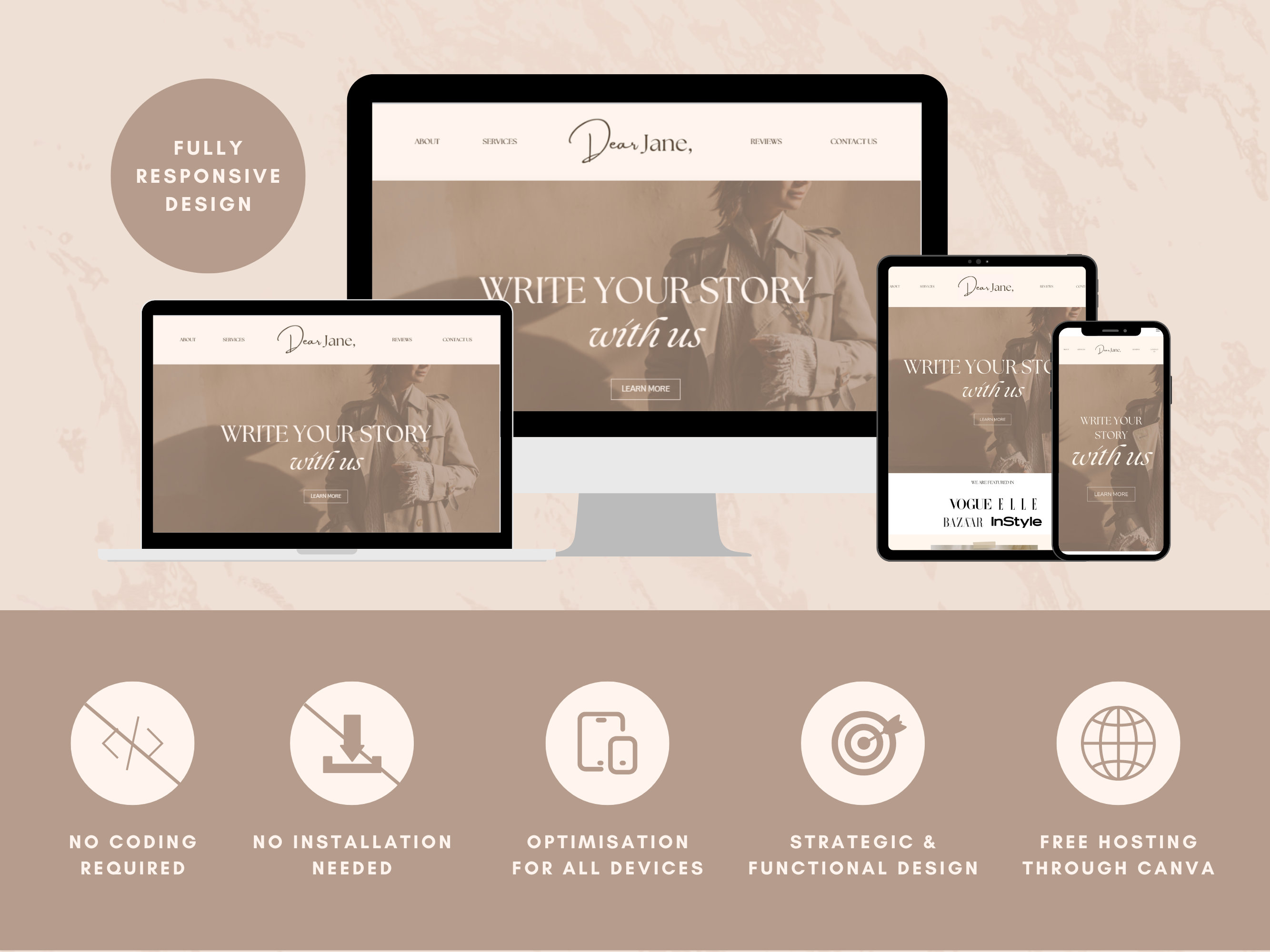 Neutral Canva Website Template - Canva Landing Page - Website Theme ...