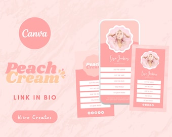 Link in Bio-sjabloon Canva - Linktree Canva-sjabloon - Instagram-bestemmingspagina - Helderroze Bio Link Canva - Kiiro maakt perzikcrème