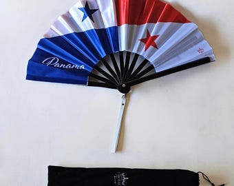 Abanico plegable de bambú, bandera de Panamá, abanico para festivales, accesorio de carnaval, regalo para ella.