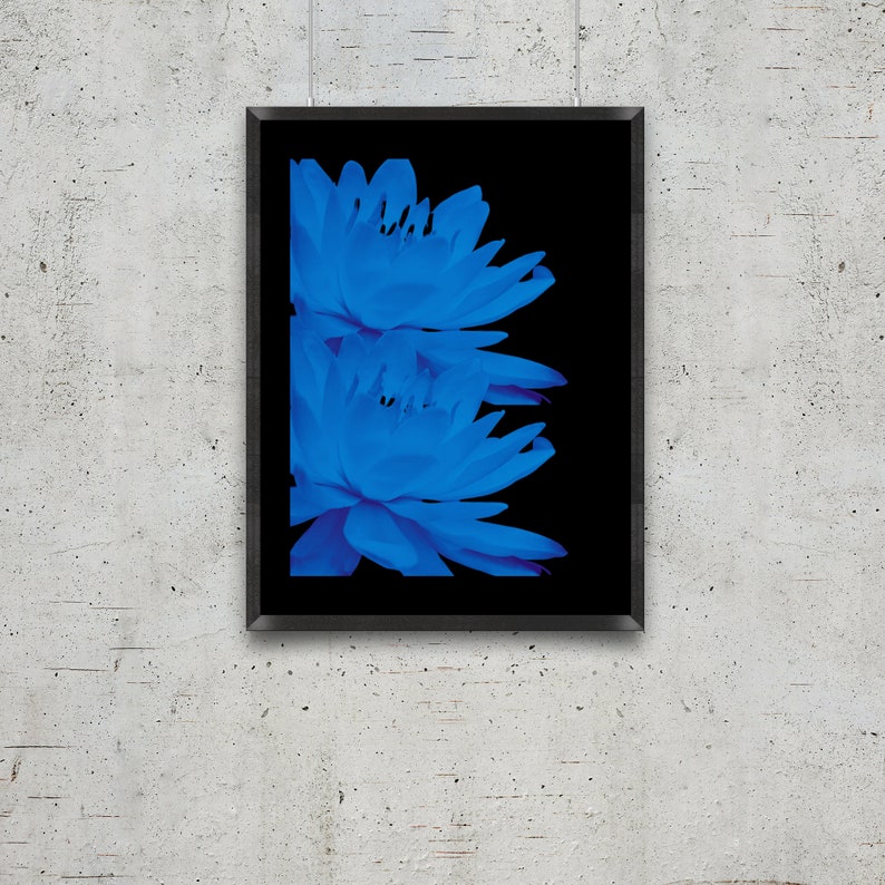 Printable Blue Lotus Flower Wall Art Plant Wall Decor for Bedroom