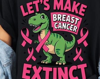 Pink Dinosaur Breast Cancer Awareness PNG SVG: Survivor Fighter Quote