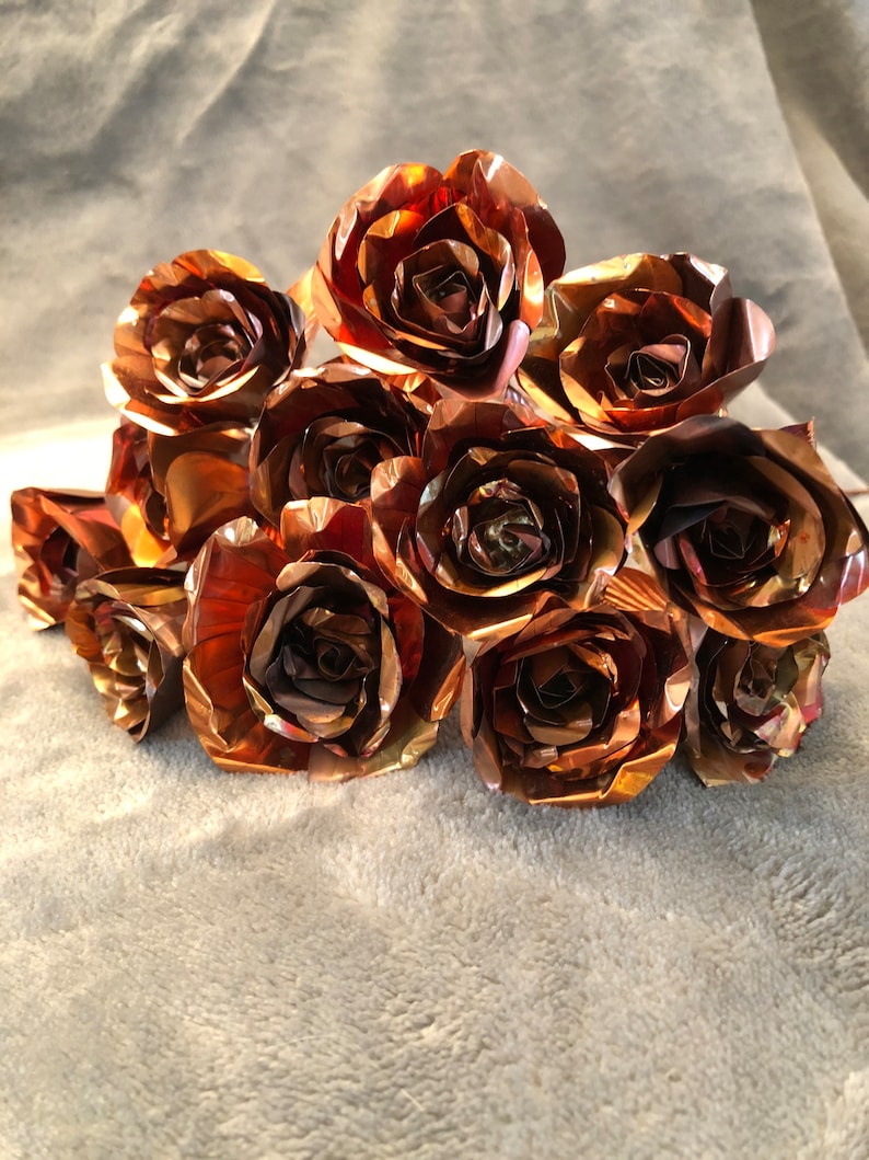 Handmade Copper Rose, anniversary, gifts for her, gifts for him, gifts for them, birthday, valentines, love image 2