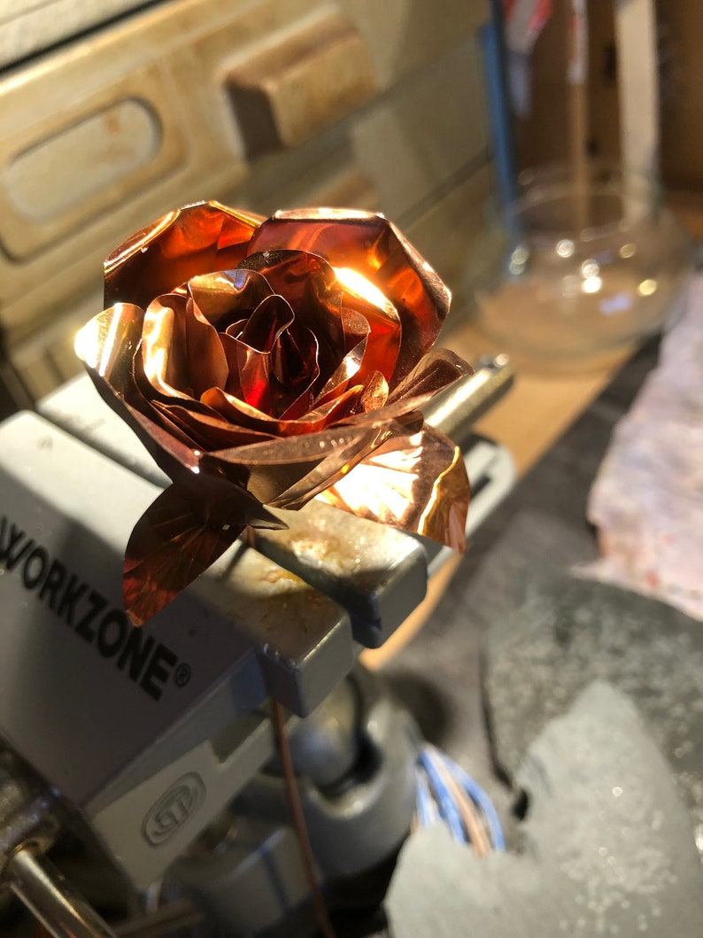 Handmade Copper Rose, anniversary, gifts for her, gifts for him, gifts for them, birthday, valentines, love image 5