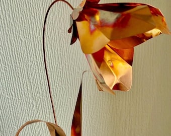 Handmade Copper Flower Sculpture
