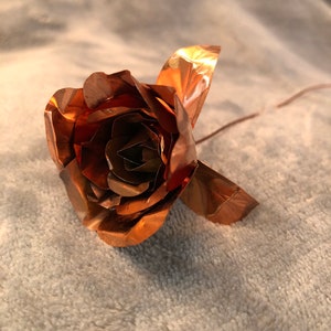 Handmade Copper Rose, anniversary, gifts for her, gifts for him, gifts for them, birthday, valentines, love image 1