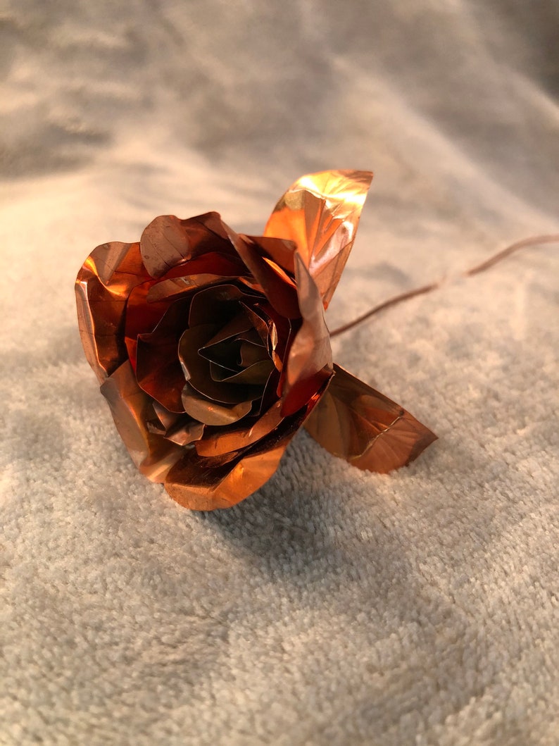 Handmade Copper Rose, anniversary, gifts for her, gifts for him, gifts for them, birthday, valentines, love image 1