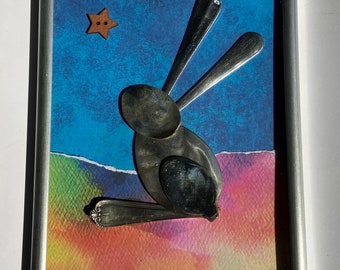 Rabbit, Spoon Framed Pictures, home decor, gift