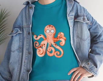 Marcellus T-Shirt, Octopus Tee, Unisex Cotton Apparel, Remarkably Bright Creatures Shirt, Ocean Lover Top