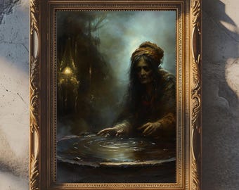 Gypsy Witch Scrying | Witchy Art Print | Divination Home Decor | Digital Download