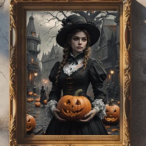 Victorian Witch Halloween Art Print: Gothic Home Decor (Digital Download)