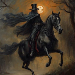 Gothic Halloween Home Decor | Headless Horseman | Spooky Wall Art