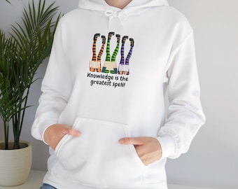 Witchy Readers | Back to School Apparel | Book Lovers Gift | Knowledge Is The Best Spell Hooded Sweatshirt