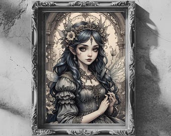 Gothic Fairy | Coquette | Cottagecore | Vignette Home Decor Printable | Digital Download