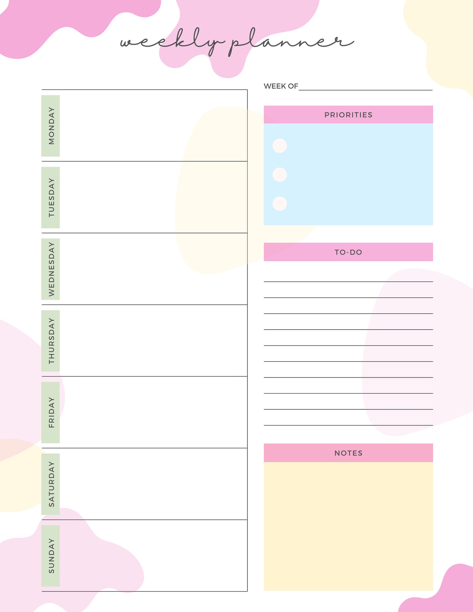 Digital and Printable, INSTANT DOWNLOAD, Daily and Weekly Planner ...